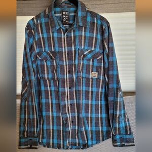 Billabong Blue and Grey Plaid Shirt EUC XL